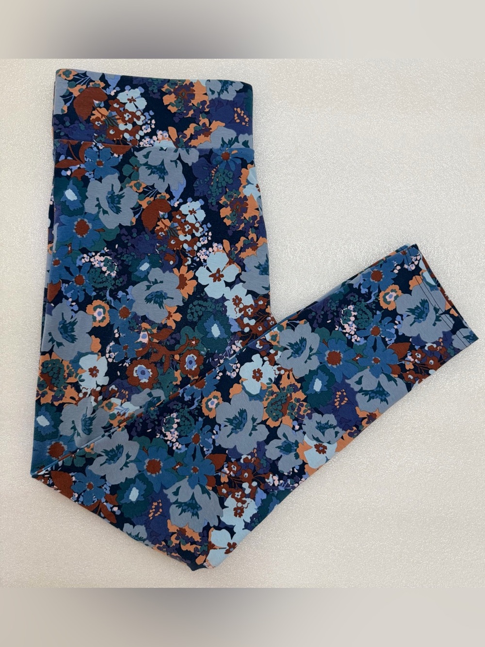 LOGO Layers Floral High Rise Leggings Blue Boho Athleisure Yoga Stretch Indie L